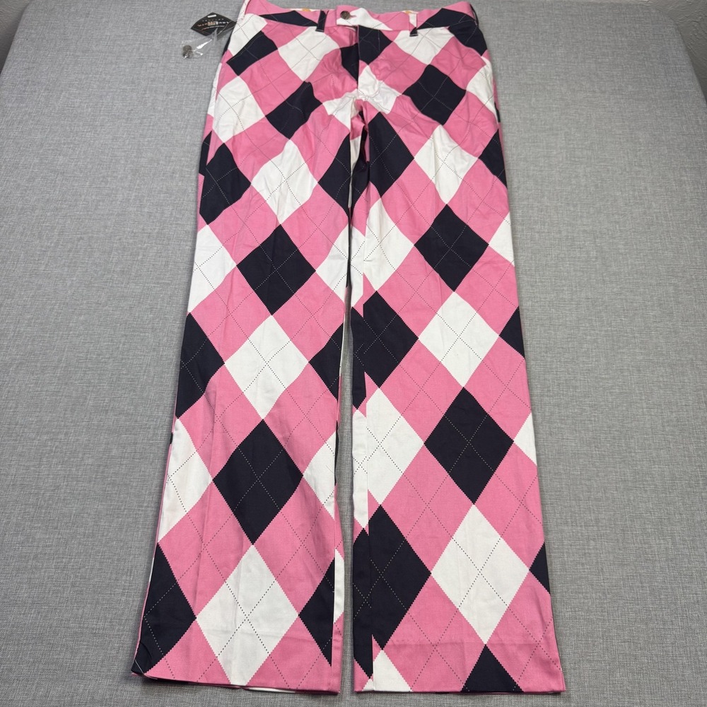 Loudmouth Golf Pants Mens 34x34 Multicolor Argyle Chino Cotton Spandex Stretch